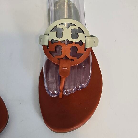 Tory Burch Miller Soft Sandal Bicolor Flat Thong In Spring Spice / Pinefrost 9 - Picture 9 of 9